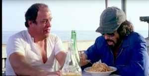 Tomas Milian e Bombolo con gli spaghetti alla scoregiona